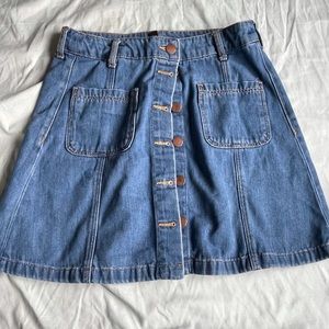 H&M denim button down skirt size 8